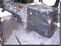 The gearbox being cleaned, removing the years of grease, grime and flaky paint - Click for larger image