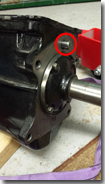 Point where oil weeps out from the top of the gearbox due to no gasket fitted - Click for larger image