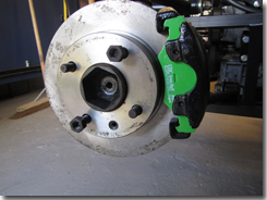 EBC Green Stuff Pads fitted to the front calipers - Click for larger image