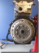 Custom dust plate fitted behind flywheel - Click for larger image