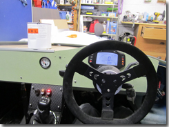 MDF board dash front with oil pressure gauge and Acewell dash and function switch installed - Click for larger image