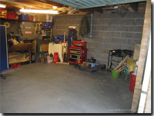 The Garage floor painted and ready to go  - Click for larger image