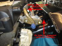Original connector on fuel rail blocking the breather on the CAM cover and turning it through 180 degrees wouldn't work either - Click for larger image